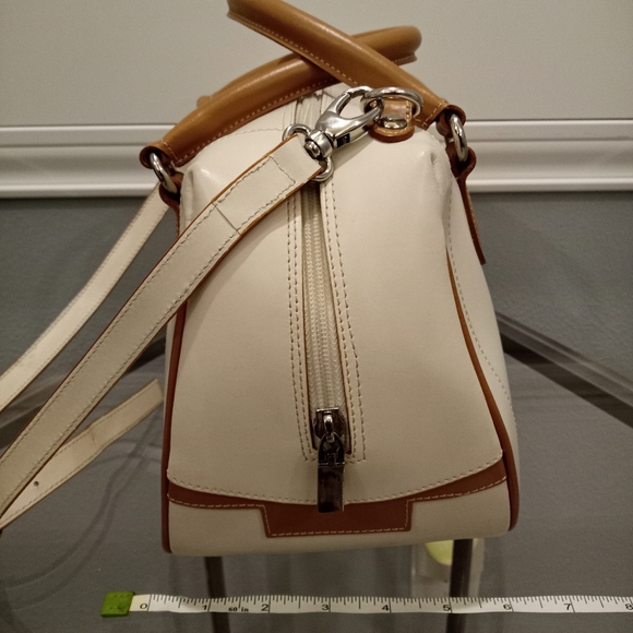 Nardelli ivory and camel leather crossbody bowler Boston bag - Picture 4 of 12